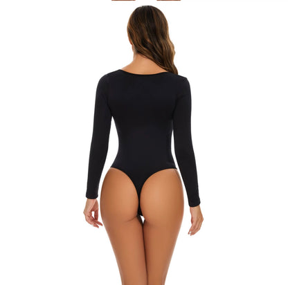 Body scupltant à manches longues, string